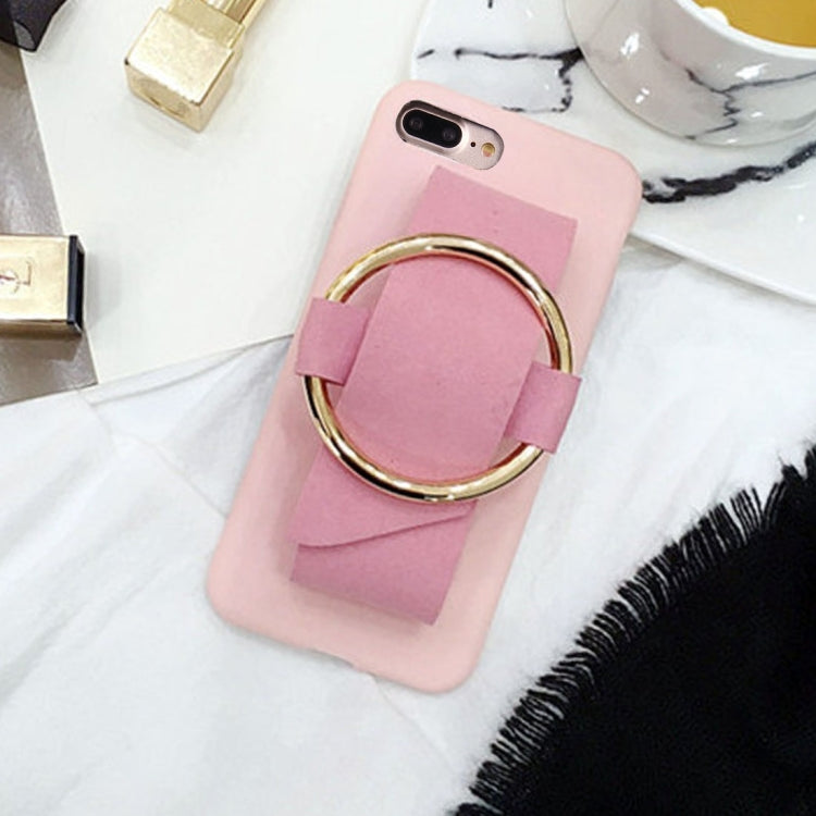 For iPhone 8 Plus & 7 Plus   Metal Ring Hand-Strap Soft TPU Protective Cover Case
