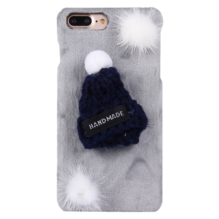 For iPhone 8 Plus & 7 Plus   Furry Ball Christmas Hat Plush Cloth Cover PC Protective Case