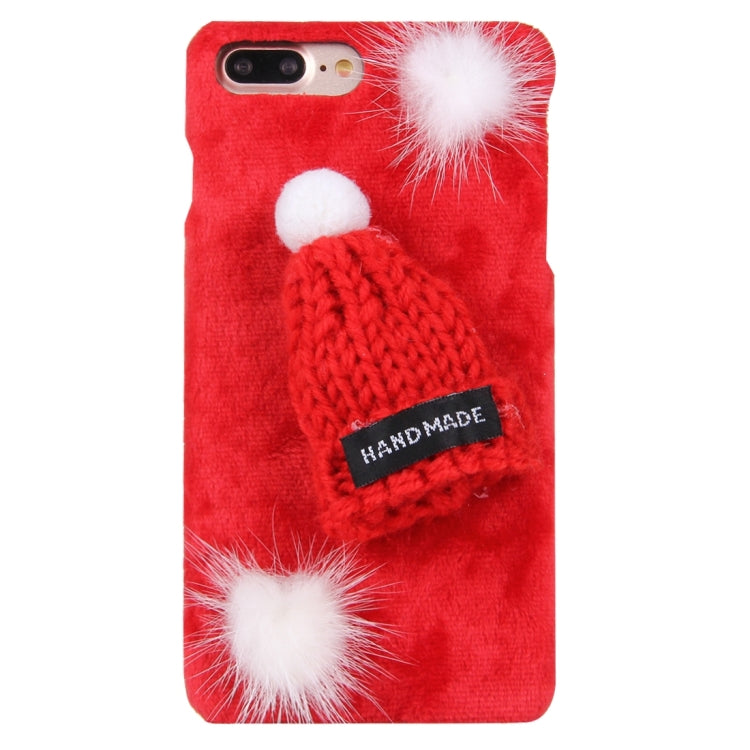For iPhone 8 Plus & 7 Plus   Furry Ball Christmas Hat Plush Cloth Cover PC Protective Case