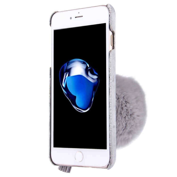 For iPhone 8 Plus & 7 Plus   3D Camellia Flower Furry Ball Plush Cloth Cover PC Protective Case