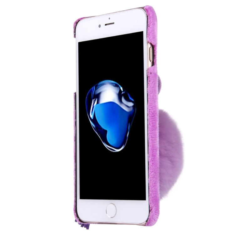 For iPhone 8 Plus & 7 Plus   3D Camellia Flower Furry Ball Plush Cloth Cover PC Protective Case
