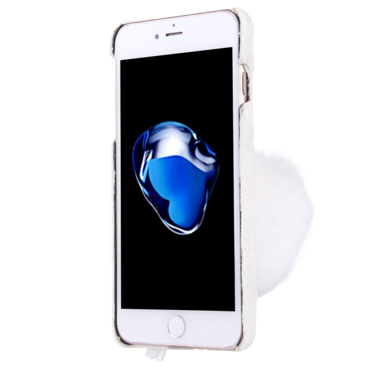 For iPhone 8 Plus & 7 Plus   3D Camellia Flower Furry Ball Plush Cloth Cover PC Protective Case
