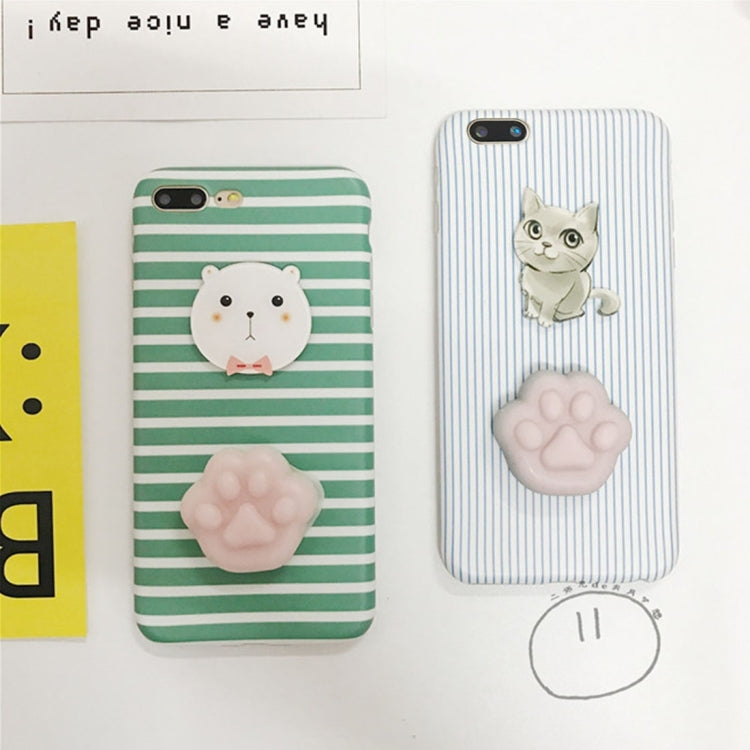 For iPhone 8 Plus & 7 Plus   3D Lovely Cat Cartoon Pattern Squishy Dropproof Protective Back Cover Case