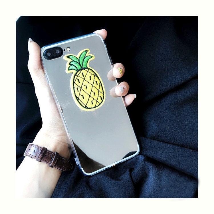 For iPhone 8 Plus & 7 Plus   Mirror Embroidery Pineapple Pattern Protective Back Cover Case
