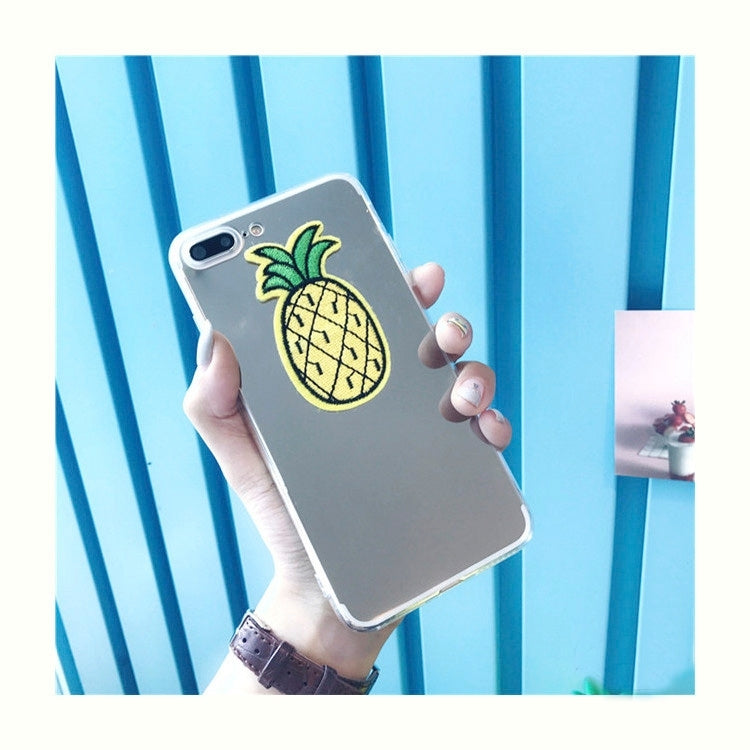 For iPhone 8 Plus & 7 Plus   Mirror Embroidery Pineapple Pattern Protective Back Cover Case