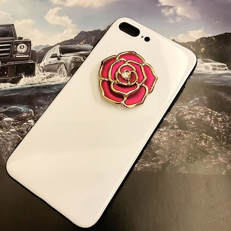 For iPhone 8 Plus & 7 Plus   Rose Pattern Shockproof Protective Back Cover Case (Magenta)