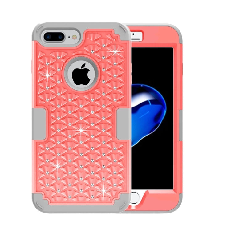For iPhone 8 Plus & 7 Plus   3 in 1 Diamond Encrusted PC + Silicone Combination Case