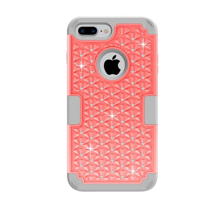 For iPhone 8 Plus & 7 Plus   3 in 1 Diamond Encrusted PC + Silicone Combination Case