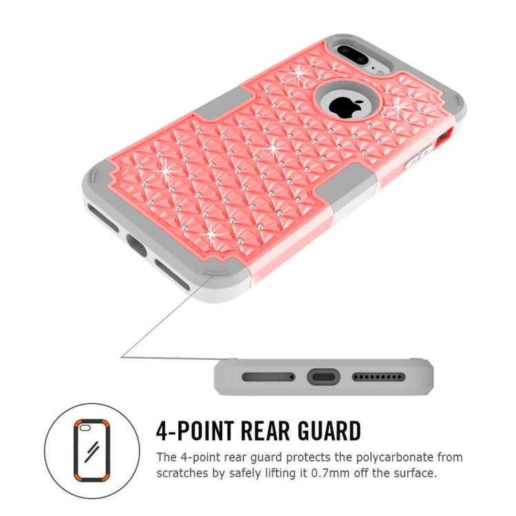 For iPhone 8 Plus & 7 Plus   3 in 1 Diamond Encrusted PC + Silicone Combination Case