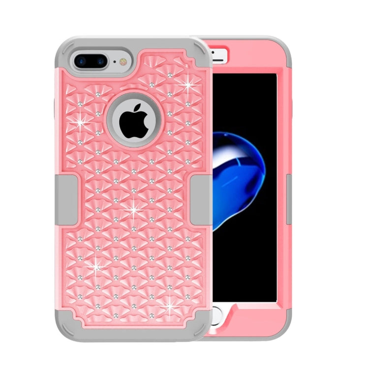 For iPhone 8 Plus & 7 Plus   3 in 1 Diamond Encrusted PC + Silicone Combination Case