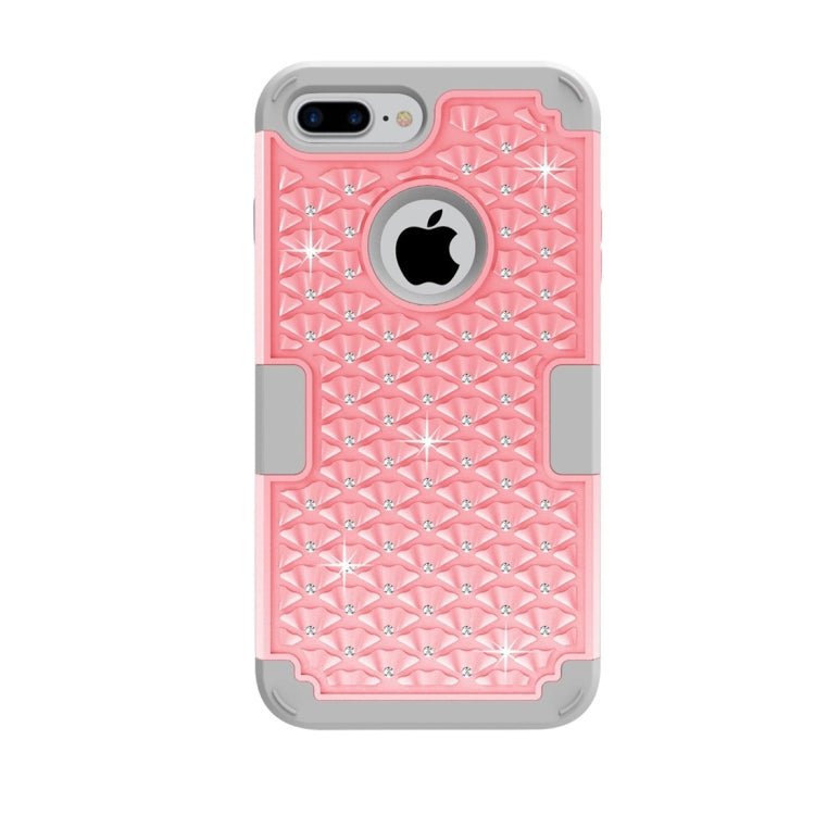 For iPhone 8 Plus & 7 Plus   3 in 1 Diamond Encrusted PC + Silicone Combination Case