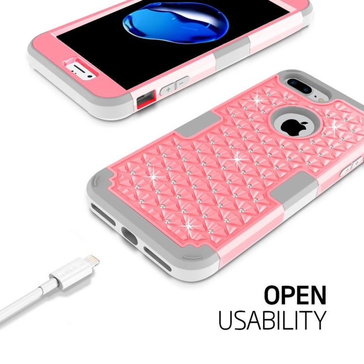 For iPhone 8 Plus & 7 Plus   3 in 1 Diamond Encrusted PC + Silicone Combination Case