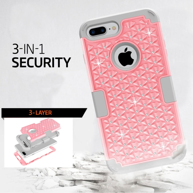 For iPhone 8 Plus & 7 Plus   3 in 1 Diamond Encrusted PC + Silicone Combination Case