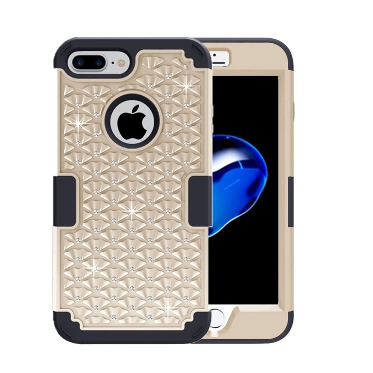 For iPhone 8 Plus & 7 Plus   3 in 1 Diamond Encrusted PC + Silicone Combination Case