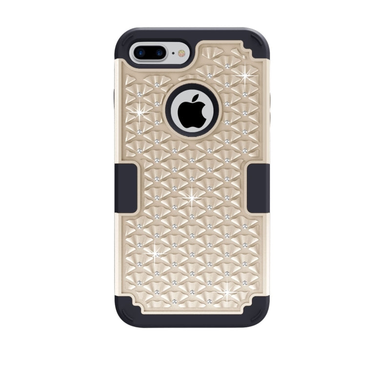 For iPhone 8 Plus & 7 Plus   3 in 1 Diamond Encrusted PC + Silicone Combination Case