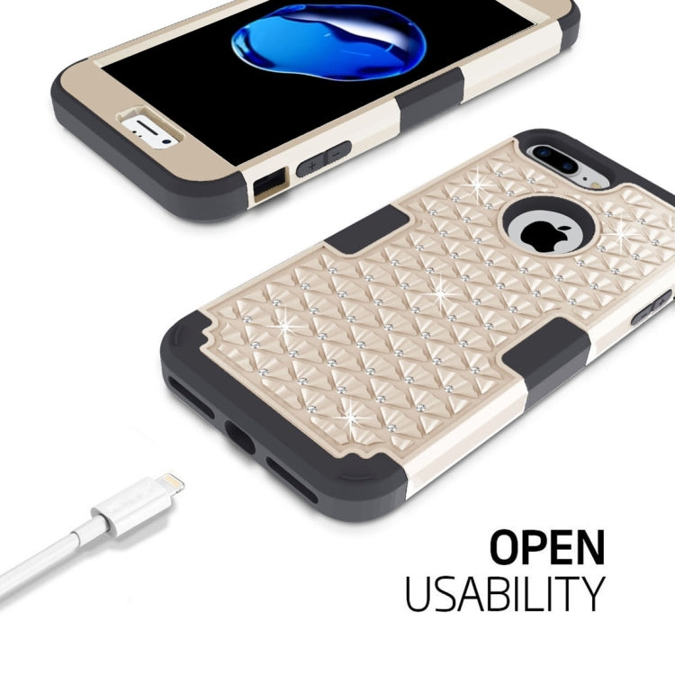For iPhone 8 Plus & 7 Plus   3 in 1 Diamond Encrusted PC + Silicone Combination Case