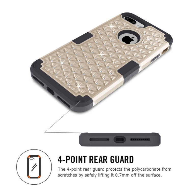 For iPhone 8 Plus & 7 Plus   3 in 1 Diamond Encrusted PC + Silicone Combination Case