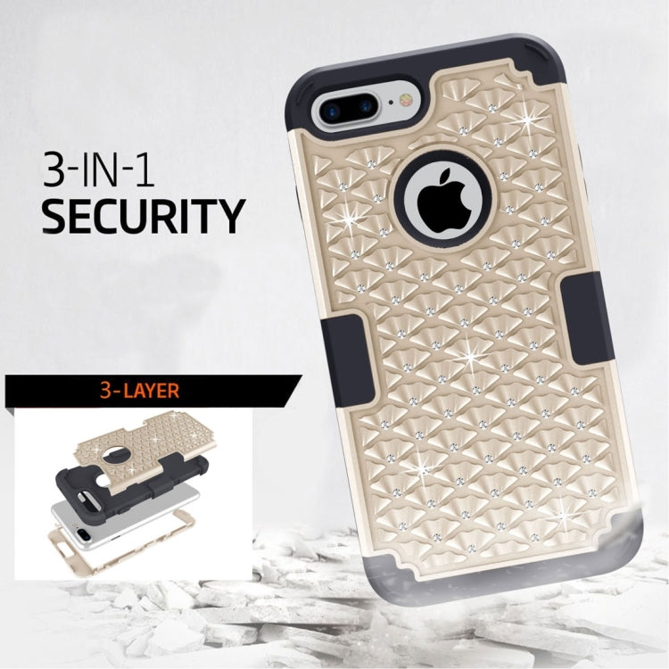 For iPhone 8 Plus & 7 Plus   3 in 1 Diamond Encrusted PC + Silicone Combination Case