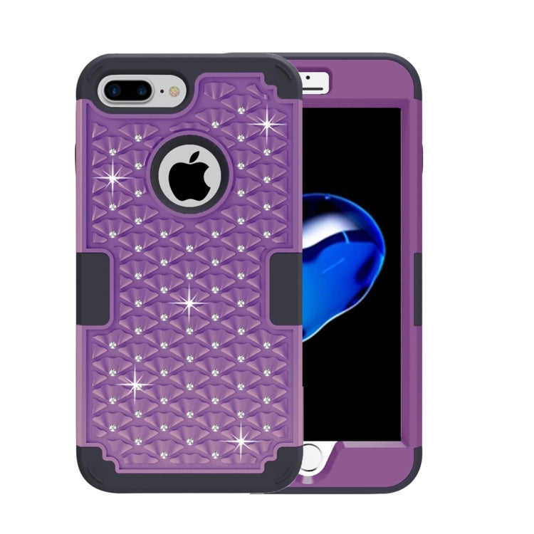 For iPhone 8 Plus & 7 Plus   3 in 1 Diamond Encrusted PC + Silicone Combination Case