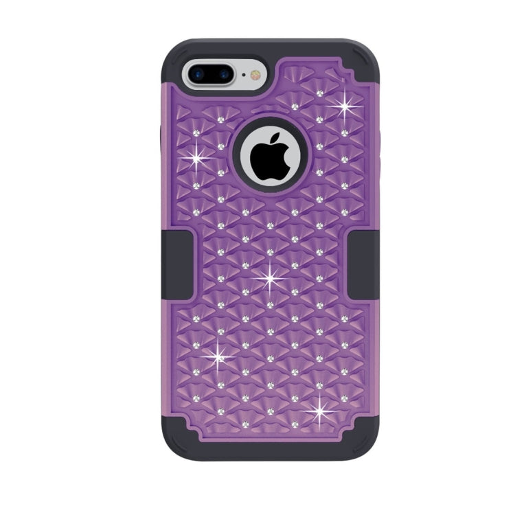 For iPhone 8 Plus & 7 Plus   3 in 1 Diamond Encrusted PC + Silicone Combination Case