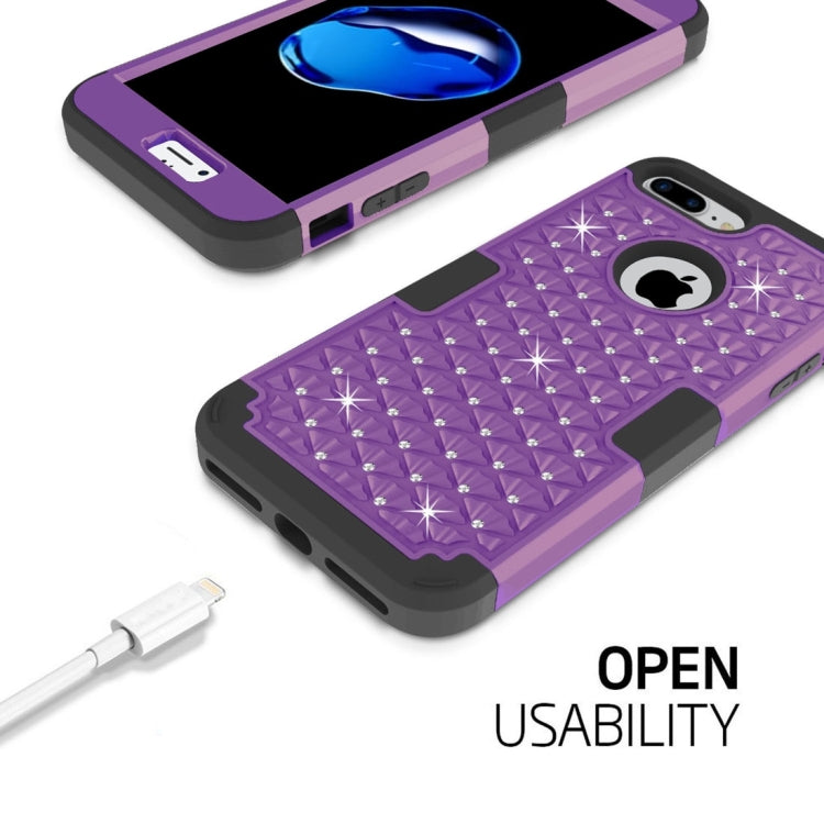 For iPhone 8 Plus & 7 Plus   3 in 1 Diamond Encrusted PC + Silicone Combination Case
