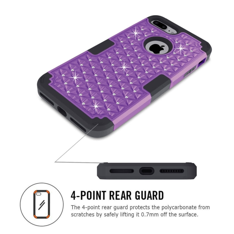 For iPhone 8 Plus & 7 Plus   3 in 1 Diamond Encrusted PC + Silicone Combination Case
