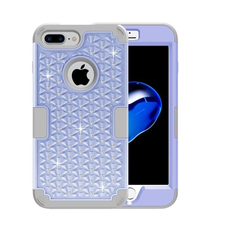 For iPhone 8 Plus & 7 Plus   3 in 1 Diamond Encrusted PC + Silicone Combination Case