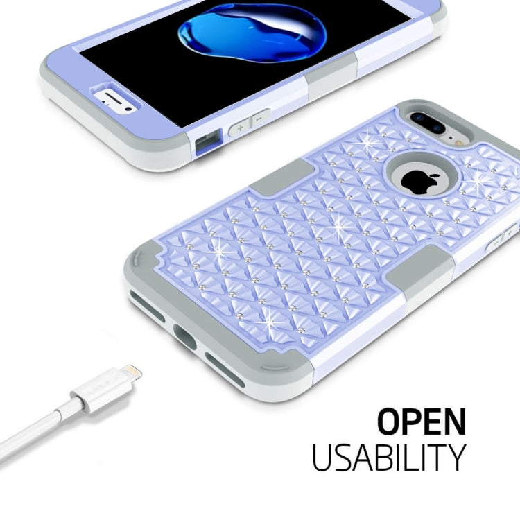For iPhone 8 Plus & 7 Plus   3 in 1 Diamond Encrusted PC + Silicone Combination Case