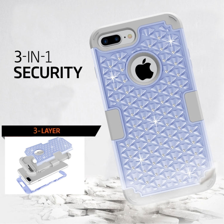 For iPhone 8 Plus & 7 Plus   3 in 1 Diamond Encrusted PC + Silicone Combination Case