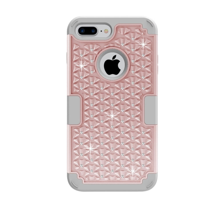 For iPhone 8 Plus & 7 Plus   3 in 1 Diamond Encrusted PC + Silicone Combination Case