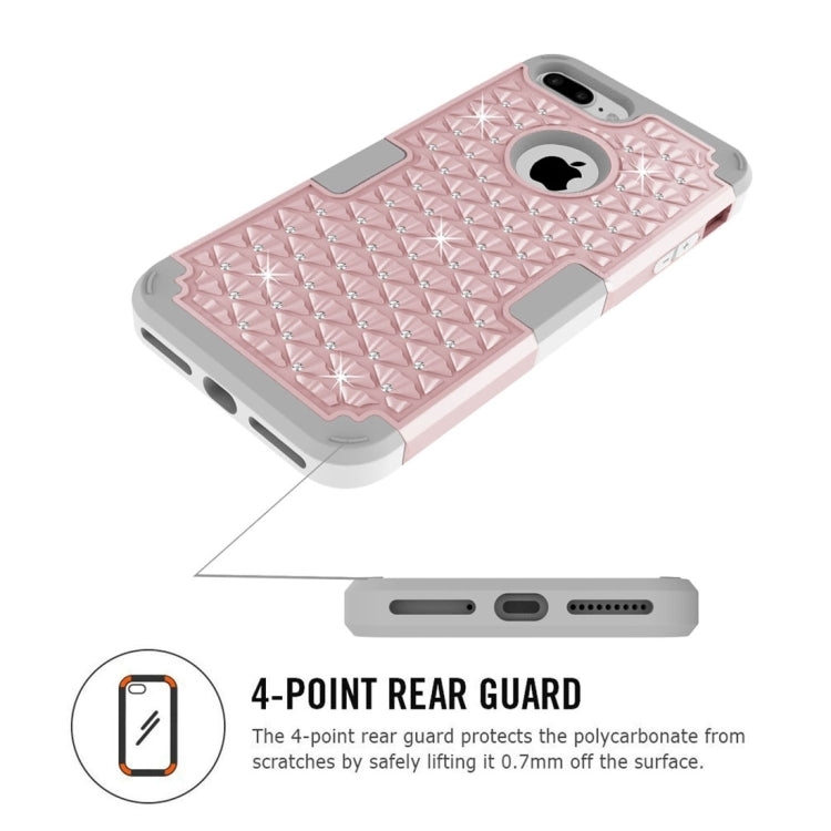 For iPhone 8 Plus & 7 Plus   3 in 1 Diamond Encrusted PC + Silicone Combination Case