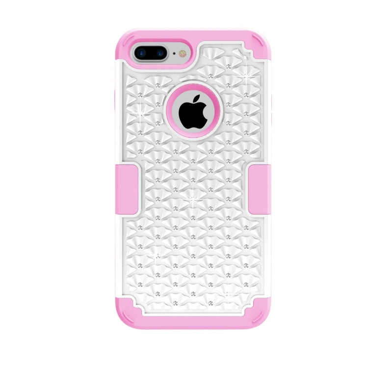 For iPhone 8 Plus & 7 Plus   3 in 1 Diamond Encrusted PC + Silicone Combination Case