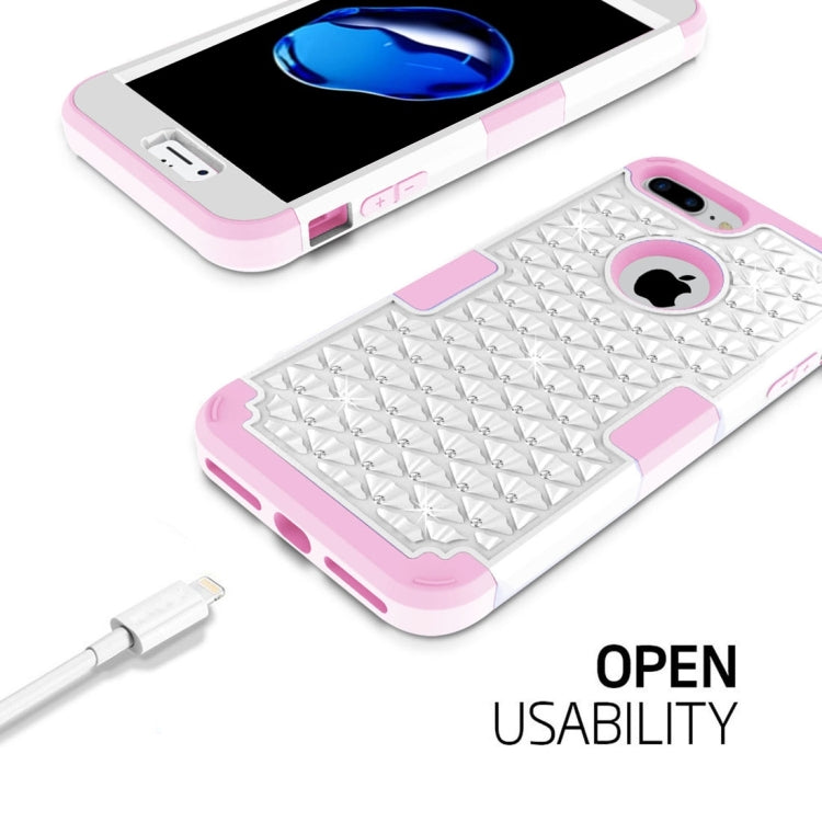 For iPhone 8 Plus & 7 Plus   3 in 1 Diamond Encrusted PC + Silicone Combination Case