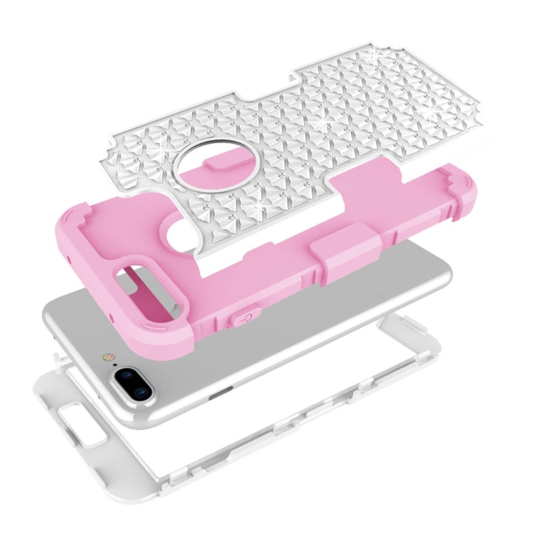For iPhone 8 Plus & 7 Plus   3 in 1 Diamond Encrusted PC + Silicone Combination Case