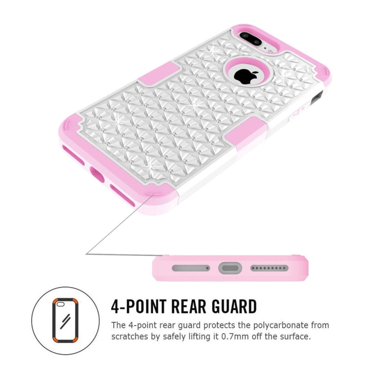 For iPhone 8 Plus & 7 Plus   3 in 1 Diamond Encrusted PC + Silicone Combination Case