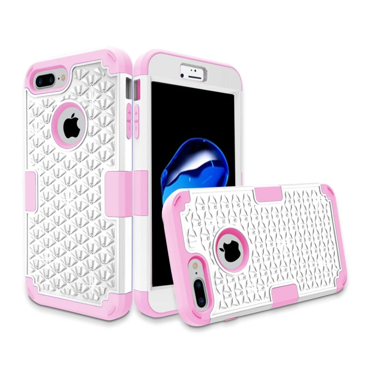 For iPhone 8 Plus & 7 Plus   3 in 1 Diamond Encrusted PC + Silicone Combination Case