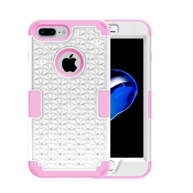 For iPhone 8 Plus & 7 Plus   3 in 1 Diamond Encrusted PC + Silicone Combination Case