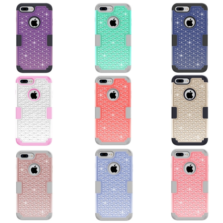 For iPhone 8 Plus & 7 Plus   3 in 1 Diamond Encrusted PC + Silicone Combination Case