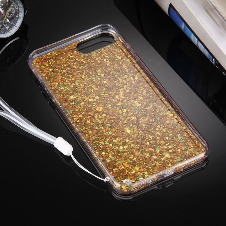 For iPhone 8 Plus & 7 Plus   Twinkling Paillette Plating Soft TPU Protective Case with 43cm Sling(Gold)