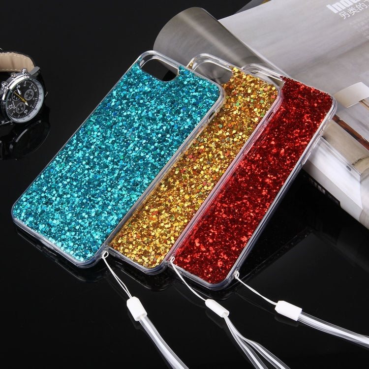 For iPhone 8 Plus & 7 Plus   Twinkling Paillette Plating Soft TPU Protective Case with 43cm Sling(Gold)
