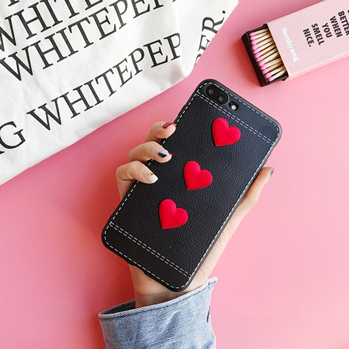 For iPhone 8 Plus & 7 Plus   Red Heart Full Coverage Protective Back Cover Case