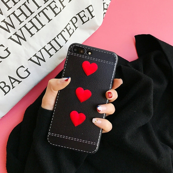 For iPhone 8 Plus & 7 Plus   Red Heart Full Coverage Protective Back Cover Case