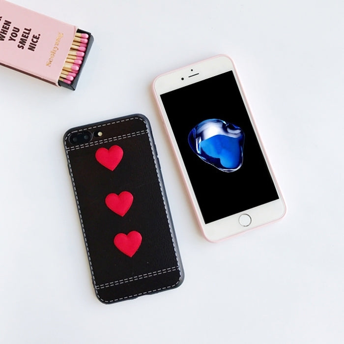 For iPhone 8 Plus & 7 Plus   Red Heart Full Coverage Protective Back Cover Case