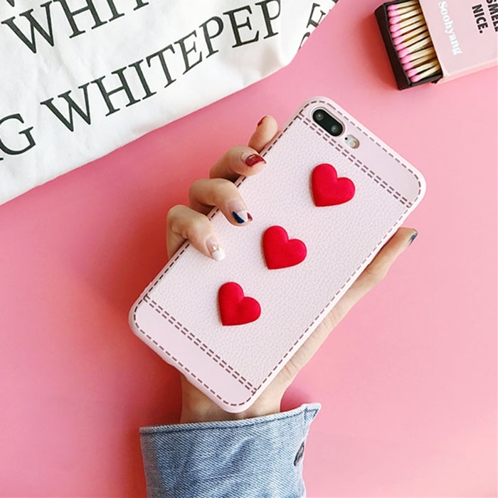 For iPhone 8 Plus & 7 Plus   Red Heart Full Coverage Protective Back Cover Case