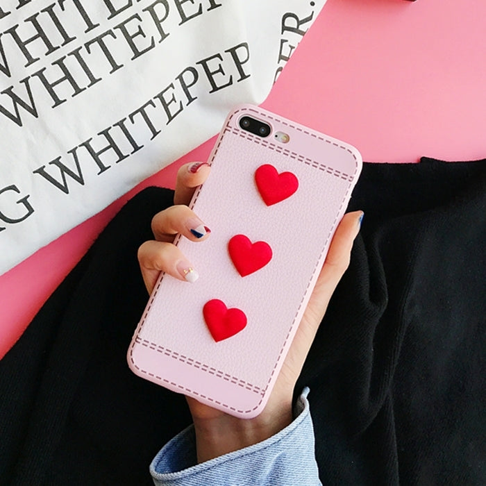 For iPhone 8 Plus & 7 Plus   Red Heart Full Coverage Protective Back Cover Case
