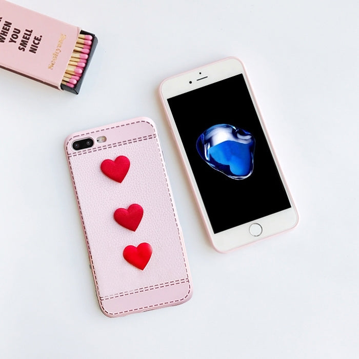 For iPhone 8 Plus & 7 Plus   Red Heart Full Coverage Protective Back Cover Case