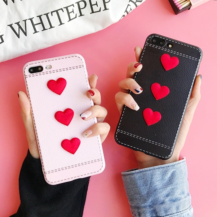 For iPhone 8 Plus & 7 Plus   Red Heart Full Coverage Protective Back Cover Case