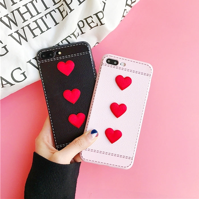 For iPhone 8 Plus & 7 Plus   Red Heart Full Coverage Protective Back Cover Case