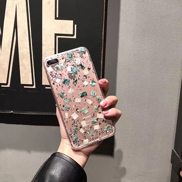 For iPhone 8 Plus & 7 Plus   Profusion Silver Foil Transparent Protective Back Cover Case