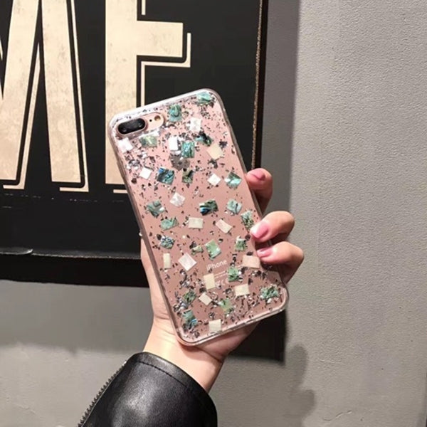 For iPhone 8 Plus & 7 Plus   Profusion Silver Foil Transparent Protective Back Cover Case